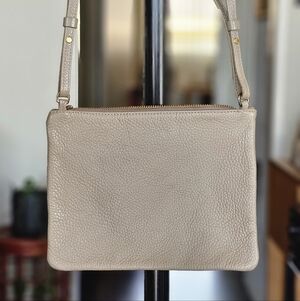Cuyana Grey Pebbled Leather Crossbody Bag